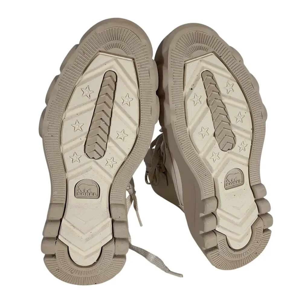 Sorel Platform Bleached Ceramic Oatmeal Caribou X Cozy Lace Up Boots Size 5.5 - Picture 7 of 7